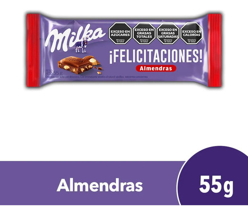 Chocolate Milka Con Leche Almendras Tableta 55gr