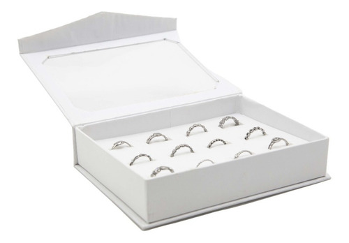 Set 12 Anillos Acero Modelos Varios Ajustables Caja Blanca