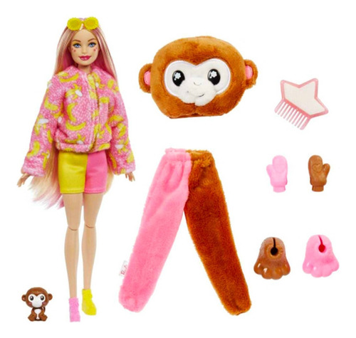 Barbie Cutie Reveal Muñeca Animales De La Selva Mono
