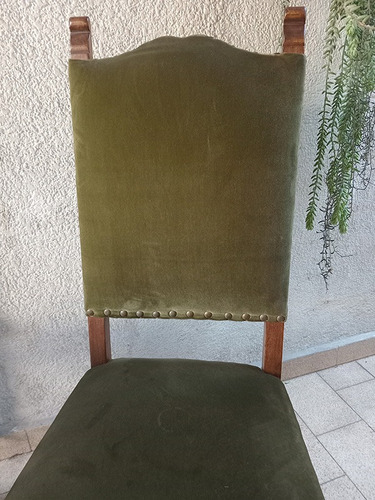 Silla De Estilo - Tapizado En Pana - Excelente Estado Madera Verde Musgo (Usado)
