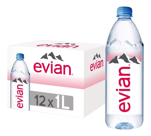 Kit Água Mineral S/ Gás Francesa Evian Pet 1 Litro Com 12un