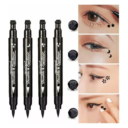 Delineador Liquido Para Ojos Negro Con Sellos De Fantasía