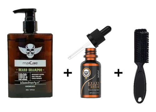 Set De Barba Cuidado Integral Shampoo + Aceite + Cepillo 