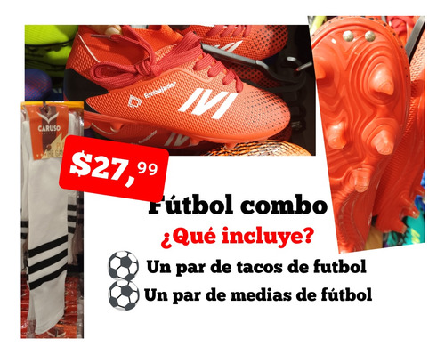 Fútbol, Combo Futbol Tacos Y Medias. Nuevos. 