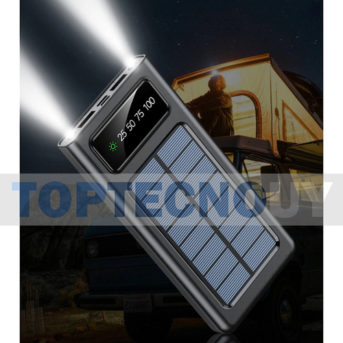 Cargador De Emergencia Power Bank Solar 20000 Mah Con Cables
