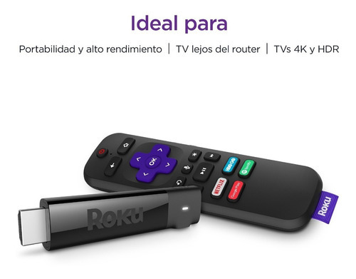 Imagen 2 de 11 de Roku Streaming Stick+ 3810 control de voz 4K 1GB negro con 1GB de memoria RAM