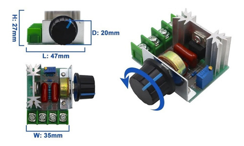 Regulador Voltaje. Dimer 220v Max 2000w Control De Temperat