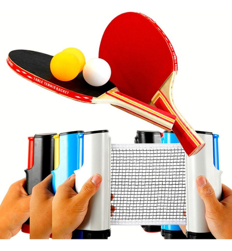 Kit Tênis De Mesa Ping Pong 2 Raquetes 3 Bolas Rede Retrátil