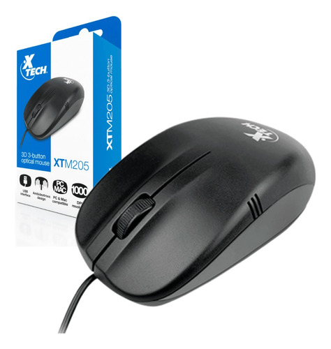 Mouse Xtech 3d De 3 Botones 1000dpi Negro