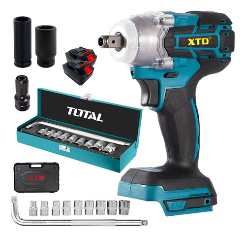 Llave De Impacto Inalámbrico + Set Dados ½'' Total Carros
