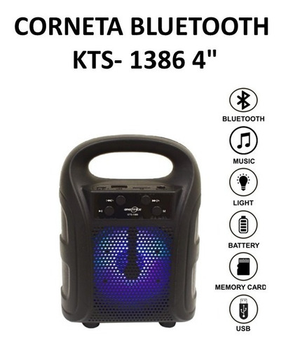 Corneta Bluetooth Kts- 1386 4  Con Luz Led Rgb
