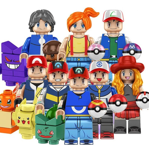 Set Figuras Armables Entrenadores Pokemn Eve Pika Anime