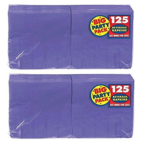 Big Party Pack 250 Count Beverage Napkins, New Purple