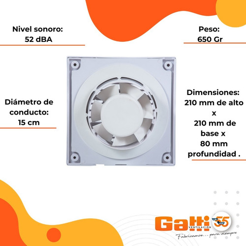 Imagen 6 de 10 de Extractor De Aire Baño 6 Gatti Ventilación Motor Potenciado