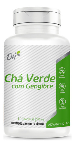 Chá Verde Com Gengibre 500mg 100 Cáps Denature Sabor Natural