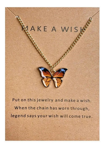 Collar Mariposa Acero Quirurgico Marron/nar Make A Wish  