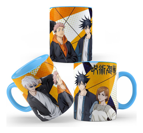 Caneca Jujutsu Kaisen Gojo Itadori Megumi Produto Geek Otaku Azul Jujutsu Kaisen