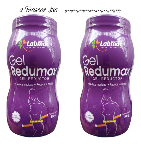 2 Gel Reductor De Peso Y Abdomen Quema Grasa Adelgazante 