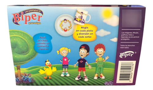 Taza Plato Kit Biper Y Sus Amigos Patito Juan Niños Color Blanco Taza Y Plato