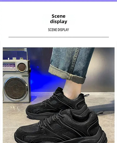 Zapatillas Deportivas Casuales De Malla Transpirable Con Fondo Grueso Para Hombre