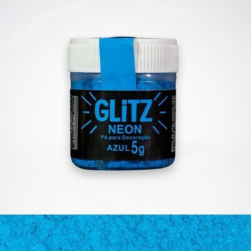 Polvo Para Decoración Glitz Neón Color Azul  5g  Repostería