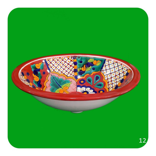 Imagen 2 de 2 de Lavabo Grande Color Cerámica Tipo Talavera 44x36x17 Cm M12