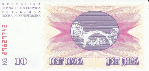 Bosnia Y Herzegobina 10 Dinares 1992