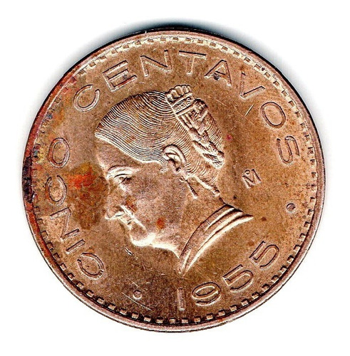 Moneda 5 Cen Josefa Grande 1955 Nueva  Cobre  C1