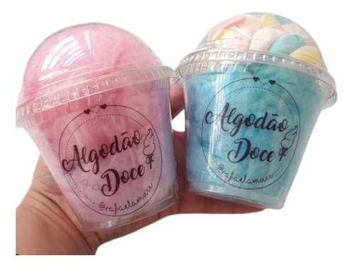 50 Copos Bolha De 270 E 360 Ml Com Divisória - Algodão Doce