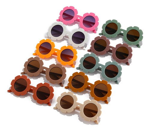 10 Pcs Gafas De Sol Para Niño, Con Forma De Flor, Bonitos