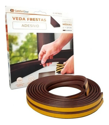 Veda Frestas Marrom Adesivo Porta Janelas 4mm - 6 Metros