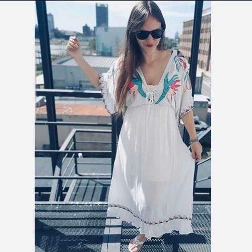 Maxisolero Bordado Vars Mujer Importado. Rebaja!
