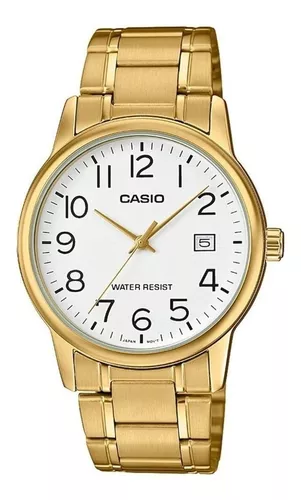 Reloj de pulsera Casio Enticer MTP-V002 de cuerpo color dorado