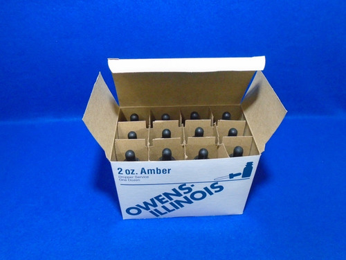 Frasco Gotero Oval De Vidrio Ambar De 60 Ml Caja C/12 Piezas Ambar