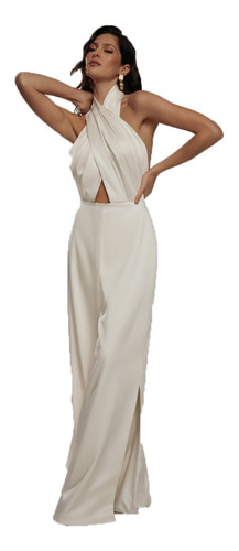 Entero Jumpsuit Novia Fiesta Elegante Cuello Halter Sin Mang