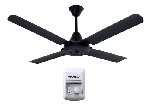 Ventilador de techo Tivoli VTE-CN00 negro con 4 palas de  metal, 120 cm de diámetro 220 V