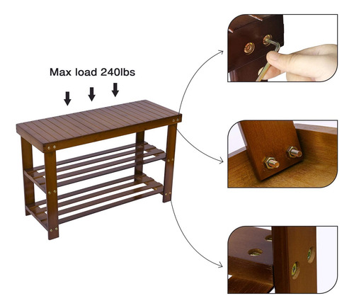 Shoe Rack Bench C&ahome, Organizador De Zapatos De Bambú De