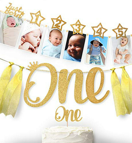 Kit Fiesta 1er Cumpleaños Niño/niña - Banner, Cake Topper, G