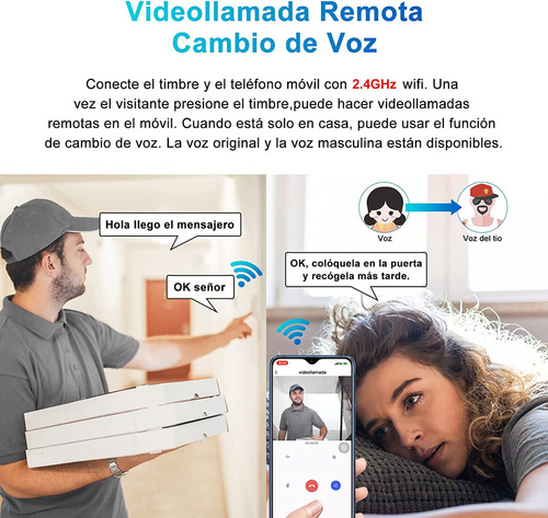Timbre Inteligente Inalámbrico Con Cámara 1 Transmiso 1 Rec Wifi Control De App Videollamadas Interactivas En Tiempo Real