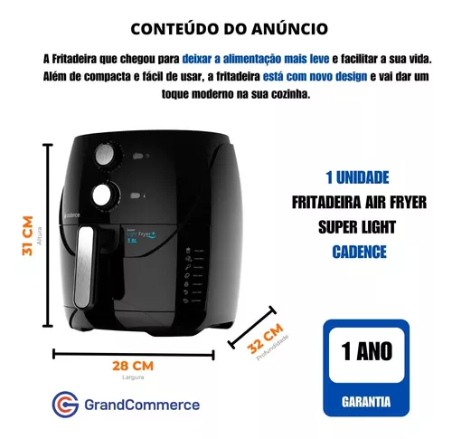 Fritadeira Sem Óleo 3,2L Cadence Super Light Fryer 127V