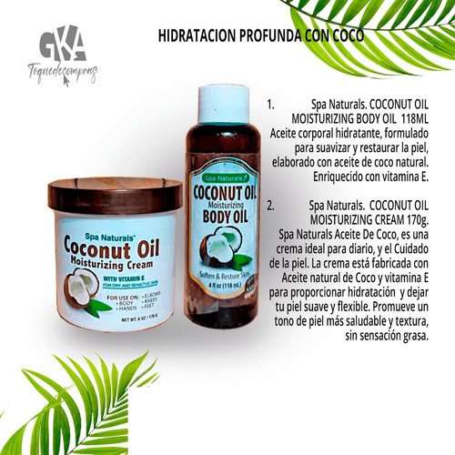 Combo Oferta Hidratacion Profunda Aceite De Coco Spa Natural