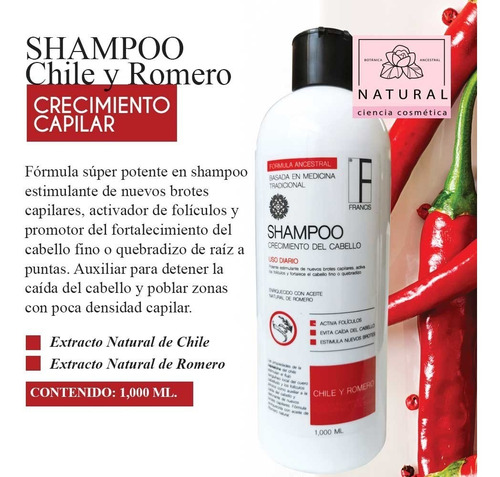 2 Pack Shampoo Crecimiento Capilar De Chile Y Romero