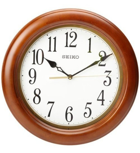 Reloj De Pared Redondo Clásico Seiko 12'' Madera, Blanco.