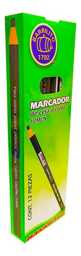 Marcador De Cera Barrilito 12mcn Negro 12 Pzs