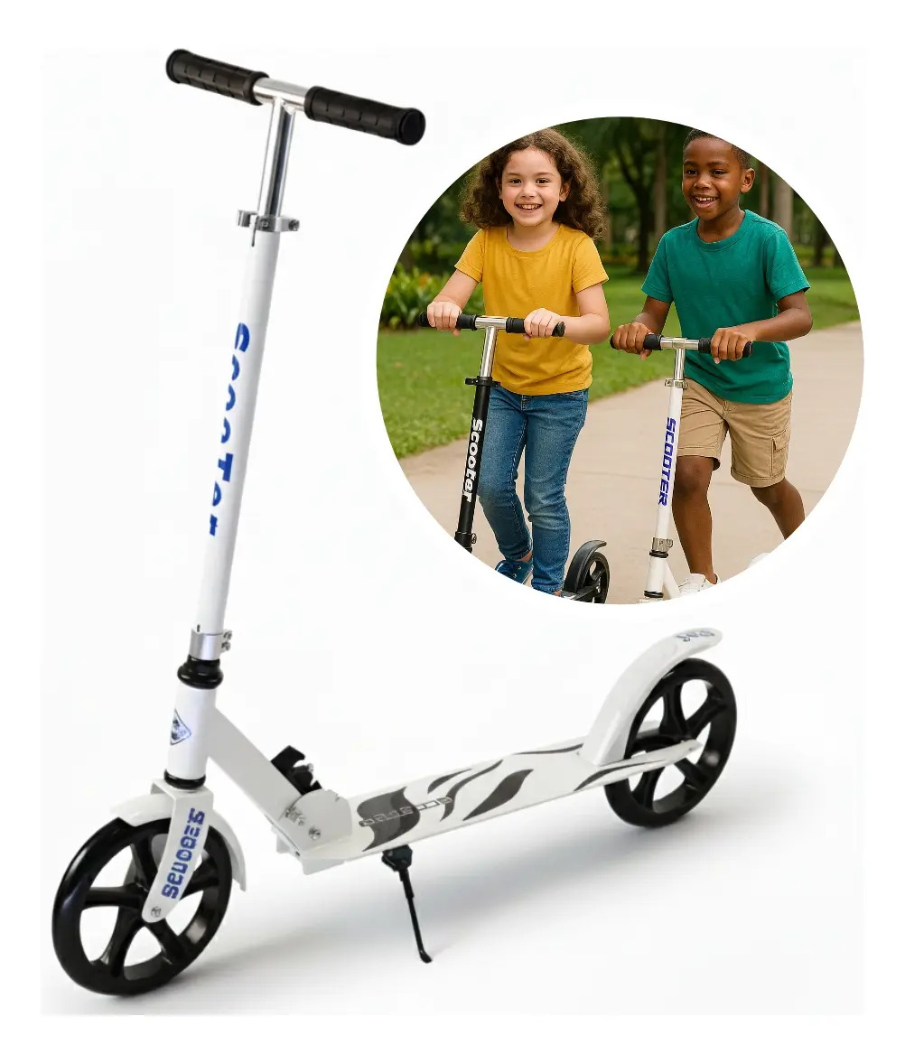 Patinete Infantil Dobrável Branco Eloria Altura Ajustável Freio Traseiro