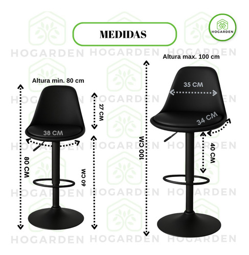 Banco Alto Eames Minimalista 5 Pzs Para Barra Giratorio