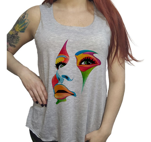 Musculosa Acampanada Rostro Girl Chica Art Color Face