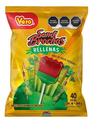 Dulce Paleta De Caramelo Vero Sandi Brochas Con Chile 560