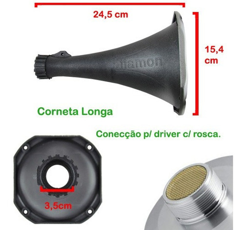 Imagem 2 de 3 de Corneta Fiamon Longa Preta 15,4x24,5x3,5cm