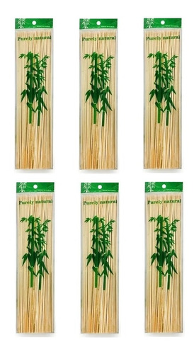6 Bolsas Palos Palillos Brochetas 30cm Bambú 90 A 100 Piezas